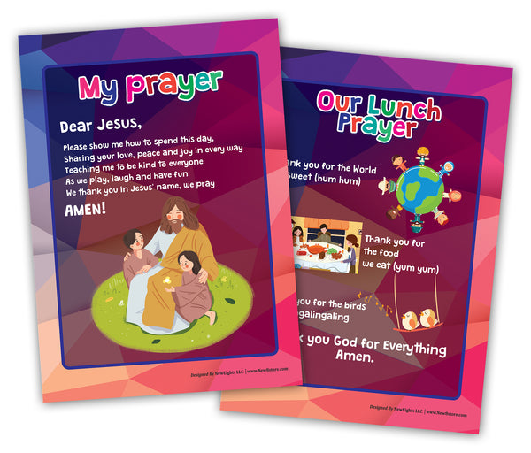 NewEights Bible Knowledge Series 1 Learning Posters (24-Pack) â€“ Bible Poster for Boys Girls Kids