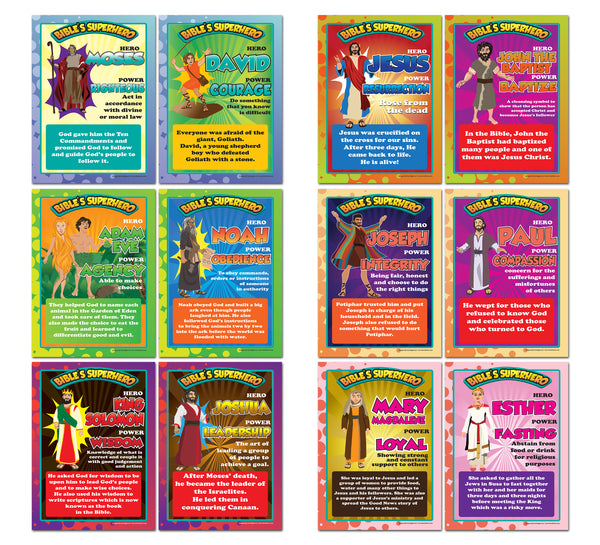 Christian Bible Educational Learning Posters for Kids (18-PACK)