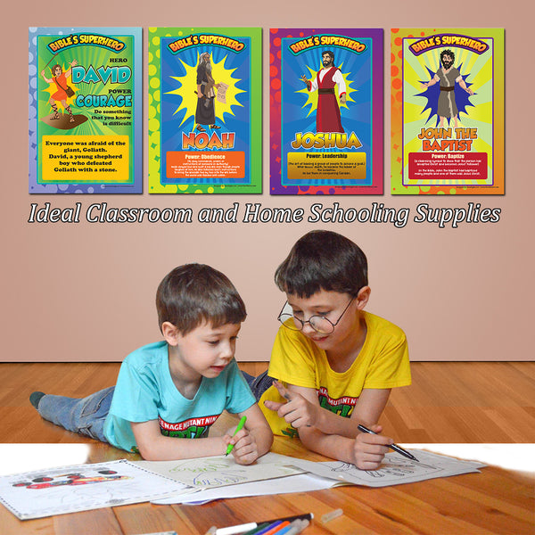 Christian Bible Educational Learning Posters for Kids (18-PACK)