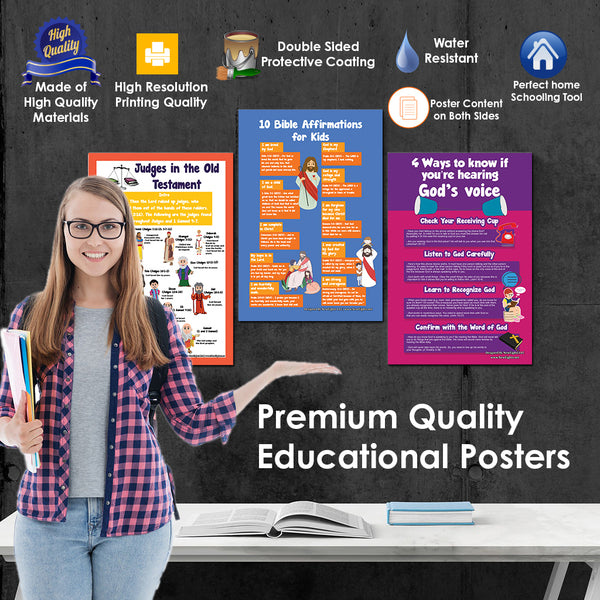 NewEights Bible Knowledge Series 5 Learning Posters (12-Pack) â€“ Great Home Teaching Bulk Buy