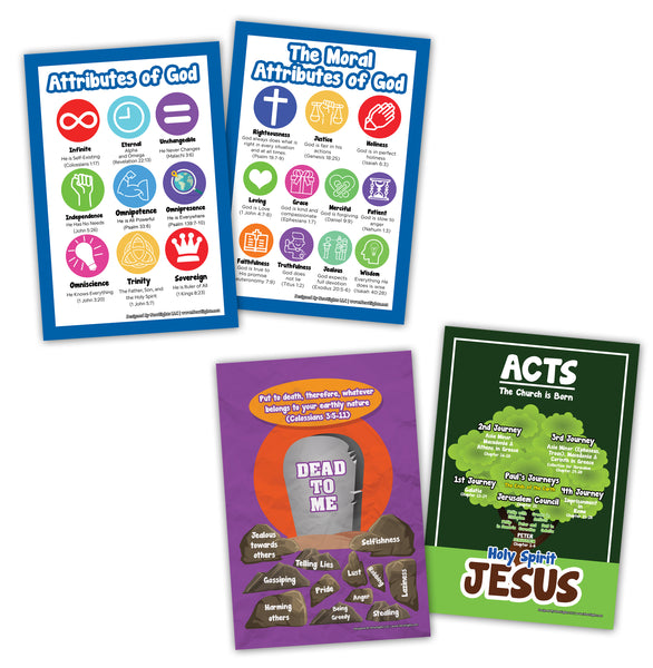NewEights Bible Knowledge Series 5 Learning Posters (12-Pack) â€“ Great Home Teaching Bulk Buy
