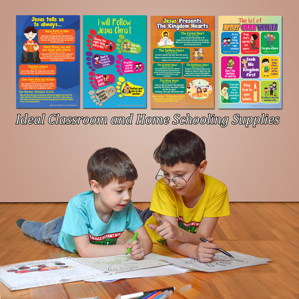 NewEights Bible Knowledge Series 6 Learning Posters (6-Pack) â€“ Home Classroom Educational Set