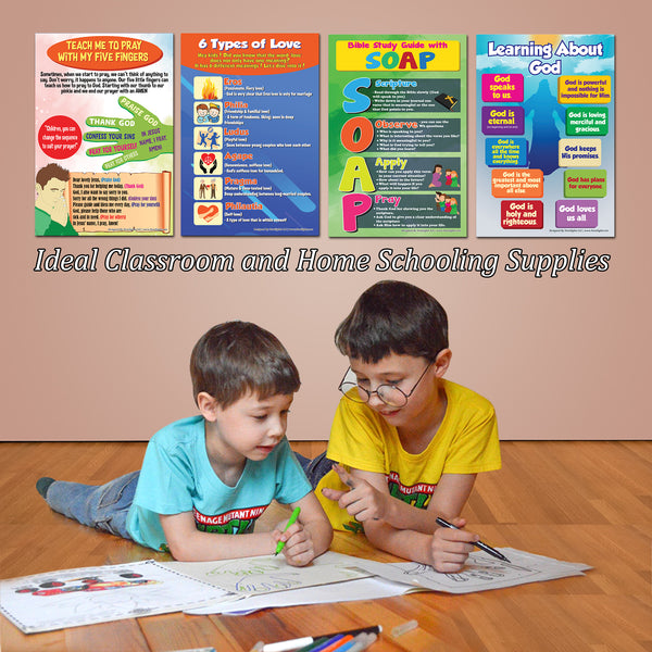 NewEights Bible Knowledge Series 7 Learning Posters (6-Pack) â€“ Home Classroom Educational Set