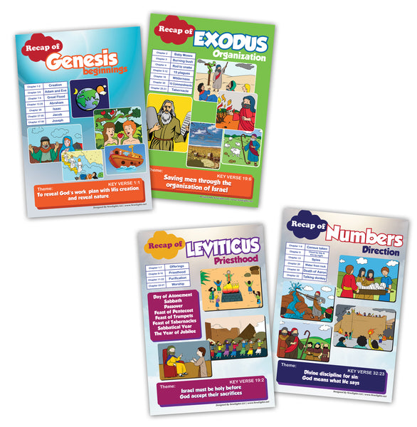 NewEights Bible Knowledge on Old Testament Series 1 Children Learning Posters (12-Pack)
