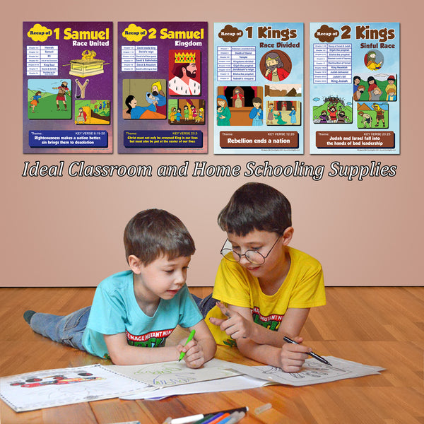 NewEights Bible Knowledge on Old Testament Series 1 Children Learning Posters (12-Pack)