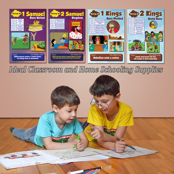 NewEights Bible Knowledge on Old Testament Series 1 Children Learning Posters (24-Pack)