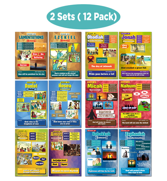 NewEights Bible Knowledge Educational Posters for Kids Series 3 (12-Pack) - Old Testaments