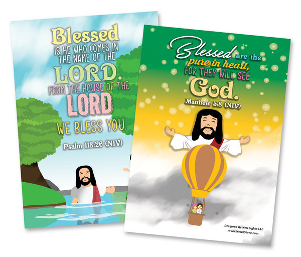 Christian God's Blessings Posters (24-Pack) - A3 Size - Church Memory Verse Sunday School Rewards - Christian Stocking Stuffers Birthday Party - Classroom Decoration Motivational Encouragement Gifts