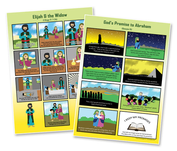 Bible Story Series 1 Educational Learning Posters (12-Pack)