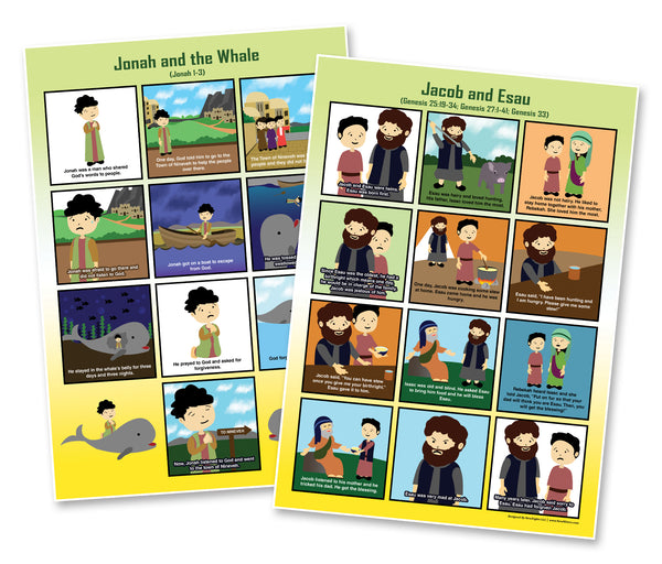 Bible Story Series 1 Educational Learning Posters (12-Pack)