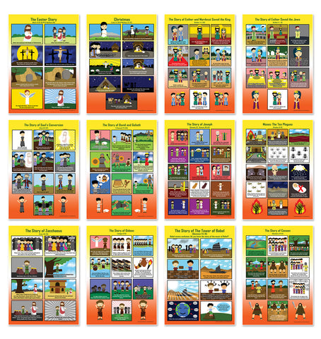 Bible Story Series 2 Educational Learning Posters (12-Pack)