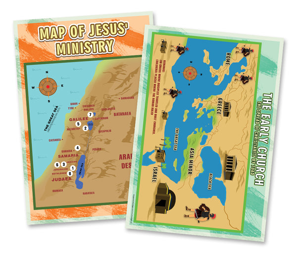 Bible Knowledge on New Testament Series 3 Children Educational Learning Posters (12-Pack) - Stocking Stuffers for Boys Girls - Children Ministry Bible Study Church Supplies Teacher Classroom
