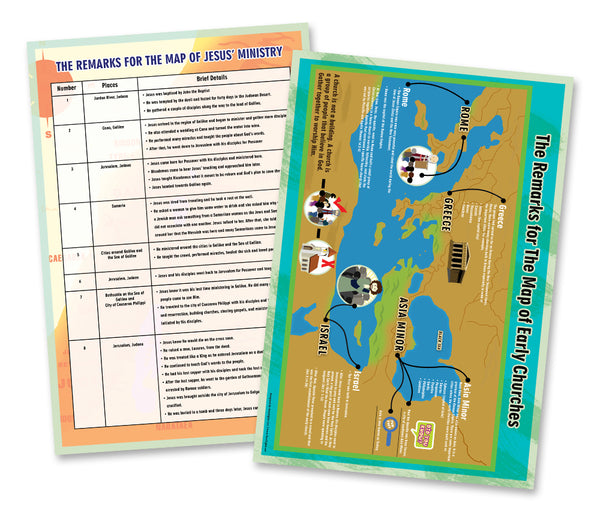 Bible Knowledge on New Testament Series 3 Children Educational Learning Posters (12-Pack) - Stocking Stuffers for Boys Girls - Children Ministry Bible Study Church Supplies Teacher Classroom