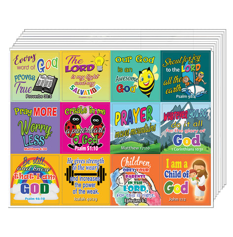 Easy Bible Scriptures for Kids Stickers (20-Sheet)