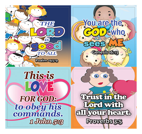 Short Bible Verses Stickers for Kids (5-Sheet)