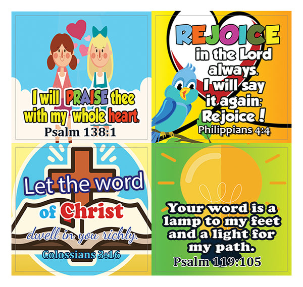 Short Bible Verses Stickers for Kids (5-Sheet)