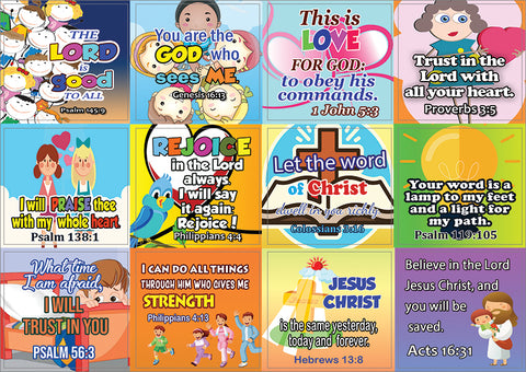 Short Bible Verses Stickers for Kids (5-Sheet)