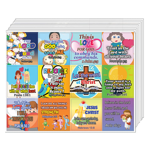 Short Bible Verses Stickers for Kids (20-Sheet)