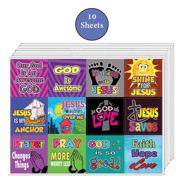 Awesome God Stickers for Kids (10 Sheets) - Perfect Giveaways for VBS and Children Ministries