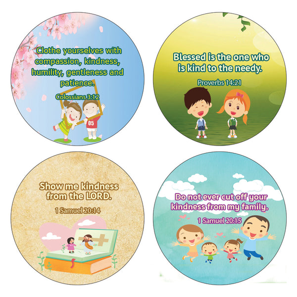 Kindness Bible Verses Stickers for Kids (10-Sheet) - Assorted Mega Pack of Inspirational Stickers About Kindness