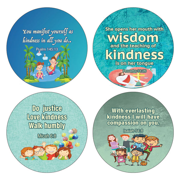 Kindness Bible Verses Stickers for Kids (10-Sheet) - Assorted Mega Pack of Inspirational Stickers About Kindness