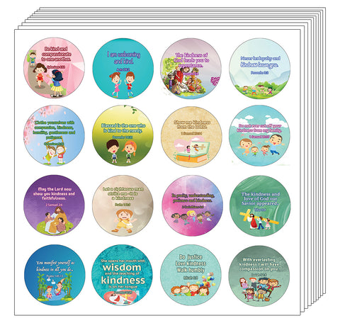 Kindness Bible Verses Stickers for Kids (10-Sheet) - Assorted Mega Pack of Inspirational Stickers About Kindness