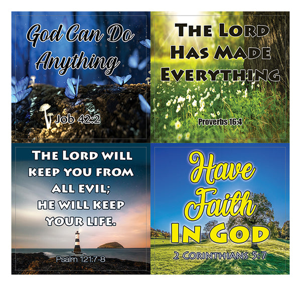 God is in Control Religious Stickers (20-Sheet) - Great Giftaway Stickers for Ministries