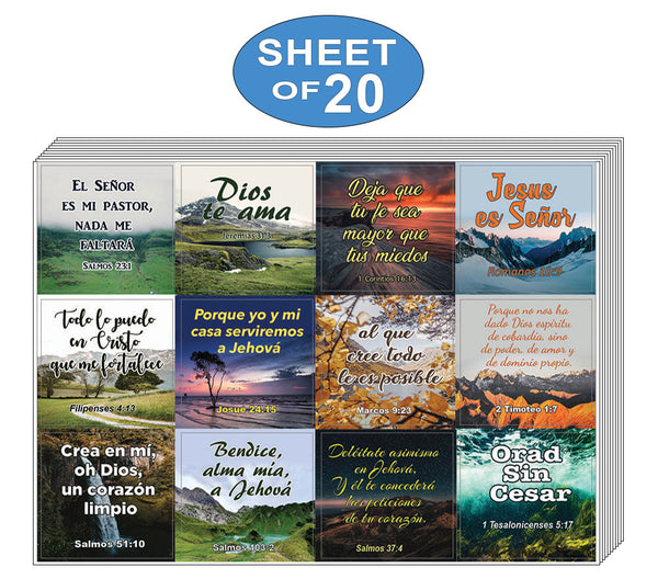 Spanish Religious Stickers (20-Sheet) - Great Giveaways for Ministries and Sunday Schools