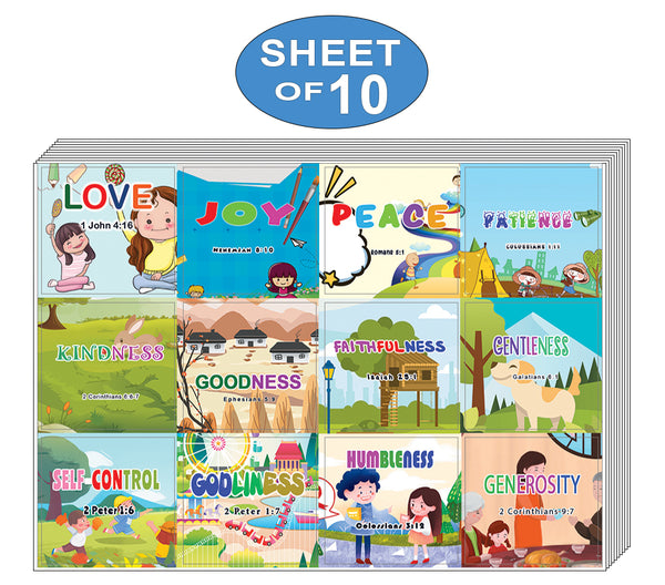 NewEights Christian Learning For Kids: Developing Character Stickers (10-Sheets) - Finding Strength In Building Good Characteristics Towards God - Christian Sticker Designs Bulk Buy Variety Pack