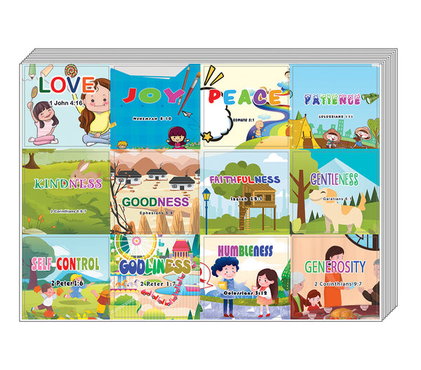 NewEights Christian Learning For Kids: Developing Character Stickers (10-Sheets) - Finding Strength In Building Good Characteristics Towards God - Christian Sticker Designs Bulk Buy Variety Pack