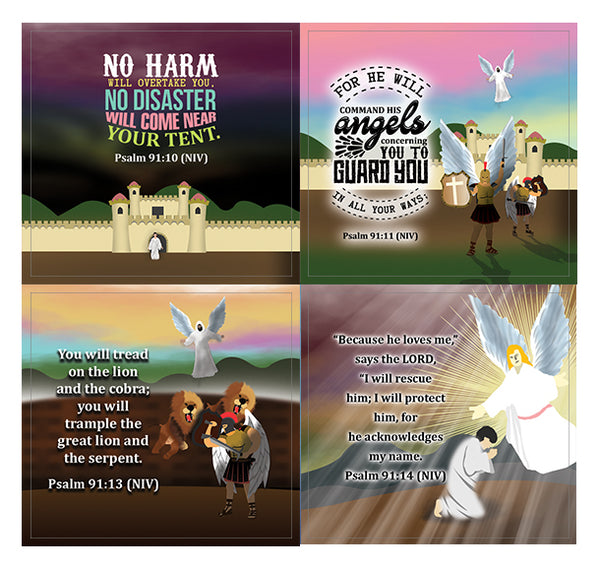 Psalm 91 Stickers (10-Sheet) - Stocking Stuffers for Boys Girls - Children Ministry Bible Study Church Supplies Teacher Classroom Incentives Gift
