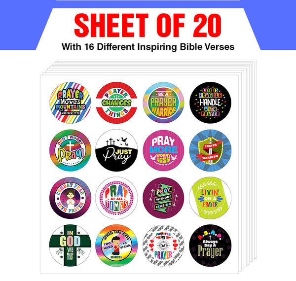 Christian Prayer Stickers for Kids (20-Sheet)