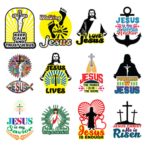 Jesus Stickers for Kids - 12 pcs Stickers (1 Set X 3-Sheets each set)
