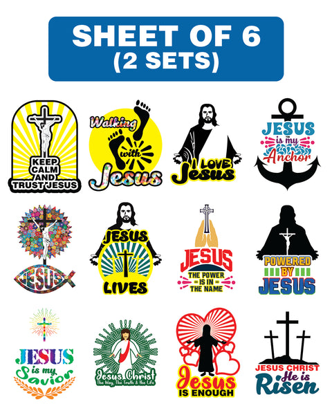 Jesus Stickers for Kids - 24 pcs Stickers (2 Sets X 3 Sheets eac h set)