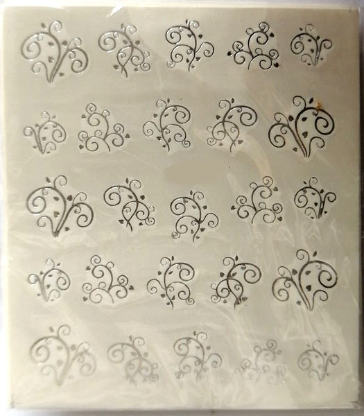 New8Beauty Nail Art Stickers Decals Series 17 (30-Pack) - Gold Silver Foil Stamps