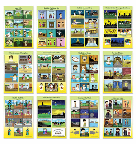 Bible Story Series 1 Educational Learning Posters (24-Pack)