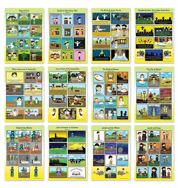 Bible Story Series 1 Educational Learning Posters (6-Pack)