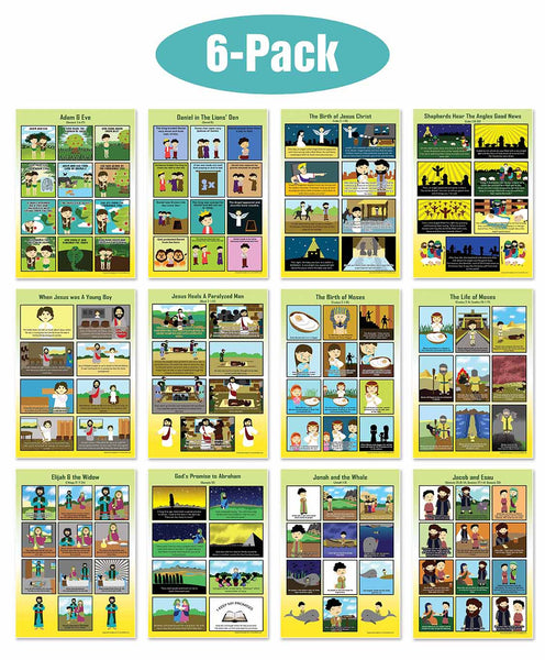 Bible Story Series 1 Educational Learning Posters (6-Pack)