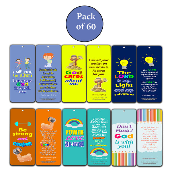 Favorite Bible Verses for Kids - Overcome Fear (60 Pack) - Perfect Giveaways for Sunday School and Children?s Ministries