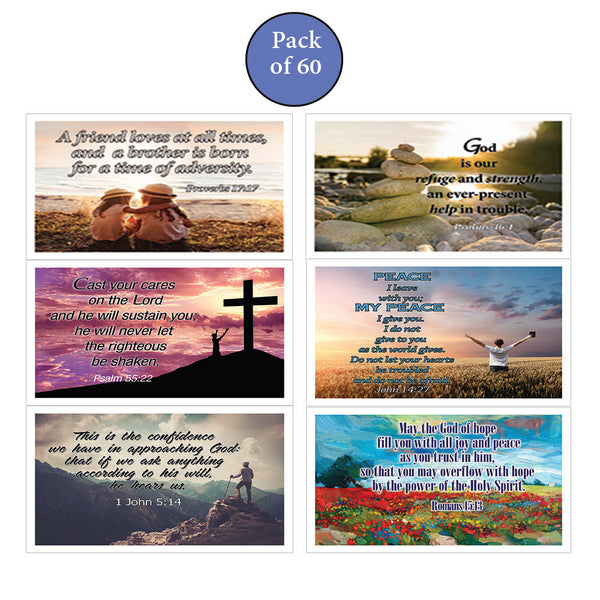 Inspirational Popular Bible Verses Postcards (60-Pack) - Multiple Encouraging Postcards