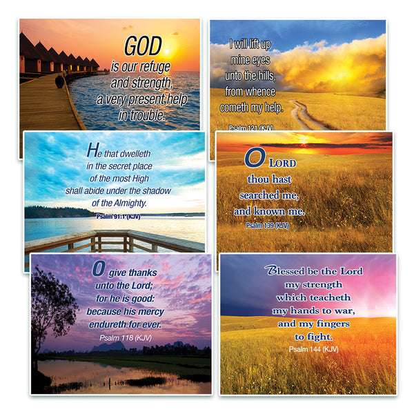 Christian Inspirational Postcards - Psalms KJV Postcards (60-Pack) - Postcrossing Birthday Church Stocking Stuffers for Men Women Teens Kids