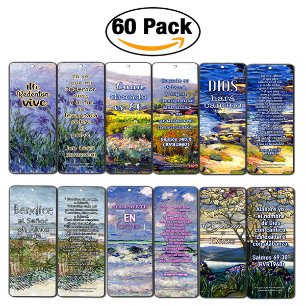 Spanish Christian Bible Verses Bookmarks - In Christ Alone (60-Pack) - Marcadores de Libros Cristianos para hombres para mujeres - Prayer Cards - Religious Christian Gift - Stocking Stuffers