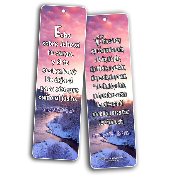 Spanish Christian Bible Verses Bookmarks - Release Stress and Anxiety (60-Pack) - Bible Verses to Release Stress and Anxiety - Inspirational Religious Scriptures Prayer Cards - Best Encouragement Gift