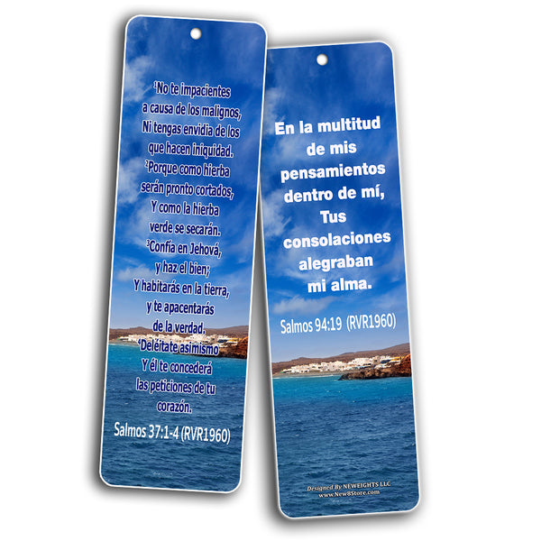 Spanish Christian Bible Verses Bookmarks - Release Stress and Anxiety (60-Pack) - Bible Verses to Release Stress and Anxiety - Inspirational Religious Scriptures Prayer Cards - Best Encouragement Gift