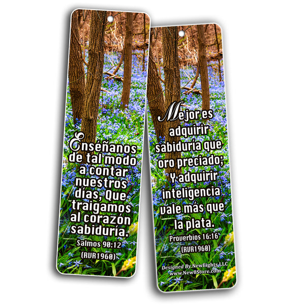 Spanish Wisdom Bible Verses Cards (30-Pack) - Bulk Buy Bookmarks Perfect for Mininstry and Gift Idea