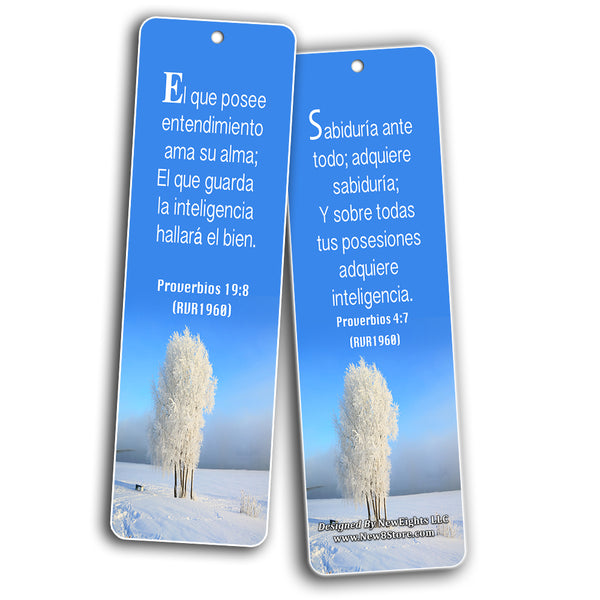 Spanish Wisdom Bible Verses Cards (30-Pack) - Bulk Buy Bookmarks Perfect for Mininstry and Gift Idea