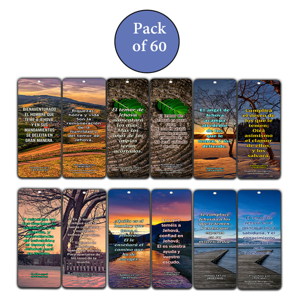 Spanish Scriptures Bookmarks - Fear of The Lord (60-Pack) - Perfect Gift Idea for Friends and Loved Ones
