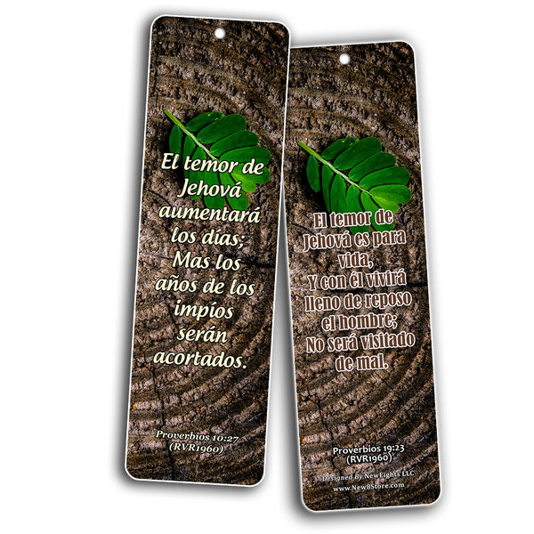 Spanish Scriptures Bookmarks - Fear of The Lord (60-Pack) - Perfect Gift Idea for Friends and Loved Ones