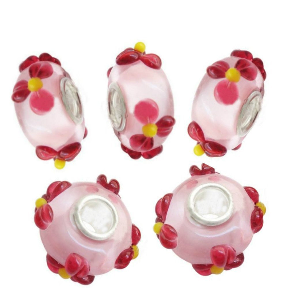 Lampwork Glass Beads 3D Flowers European Style