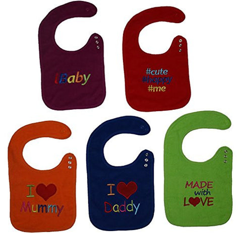 BEST Baby Fashion Bibs With Snaps Closure (5 Pack) Bibs 5-Pack Unisex Colors